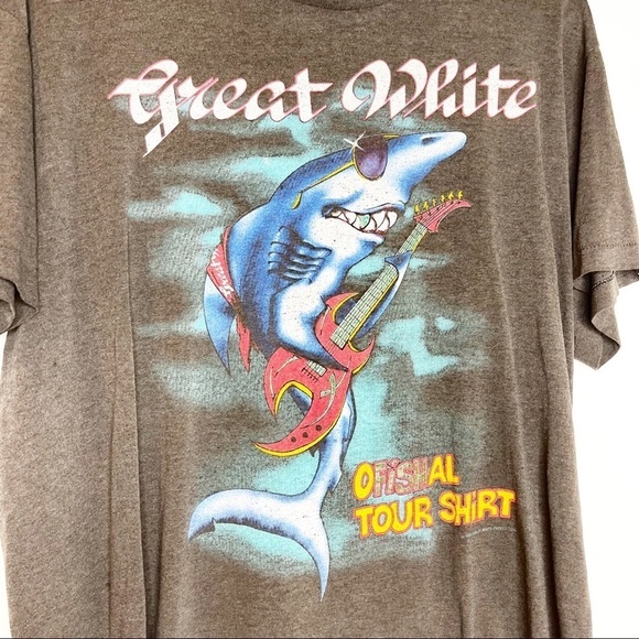 Vintage 80s Great White Bite Back Tour T-Shirt 1987 - Picture 4 of 12